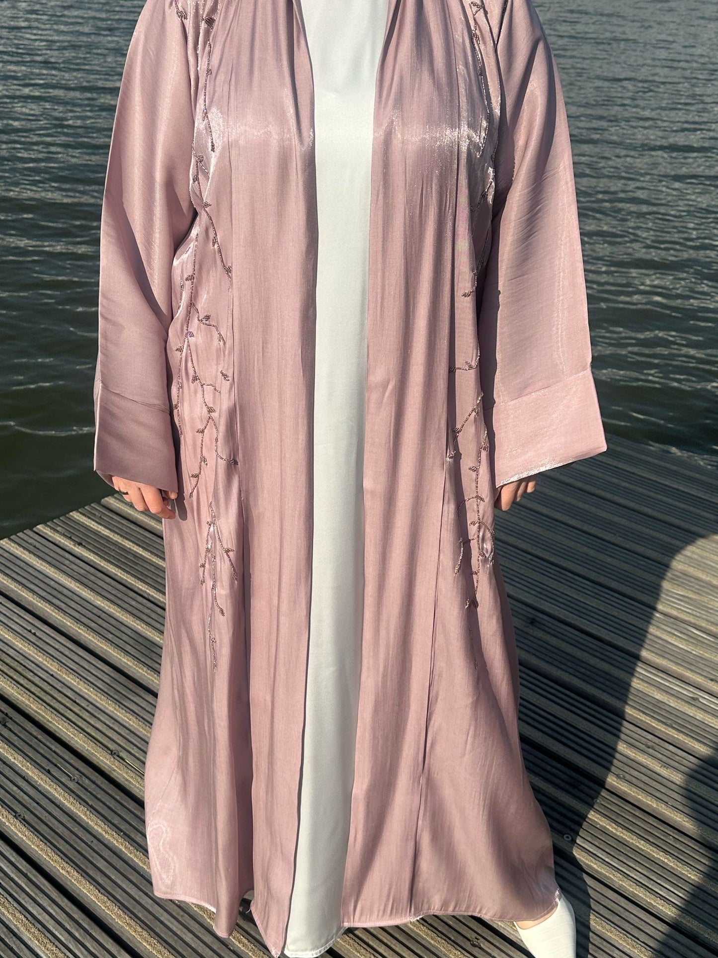 Silken Glow abaya - Mauve Pink