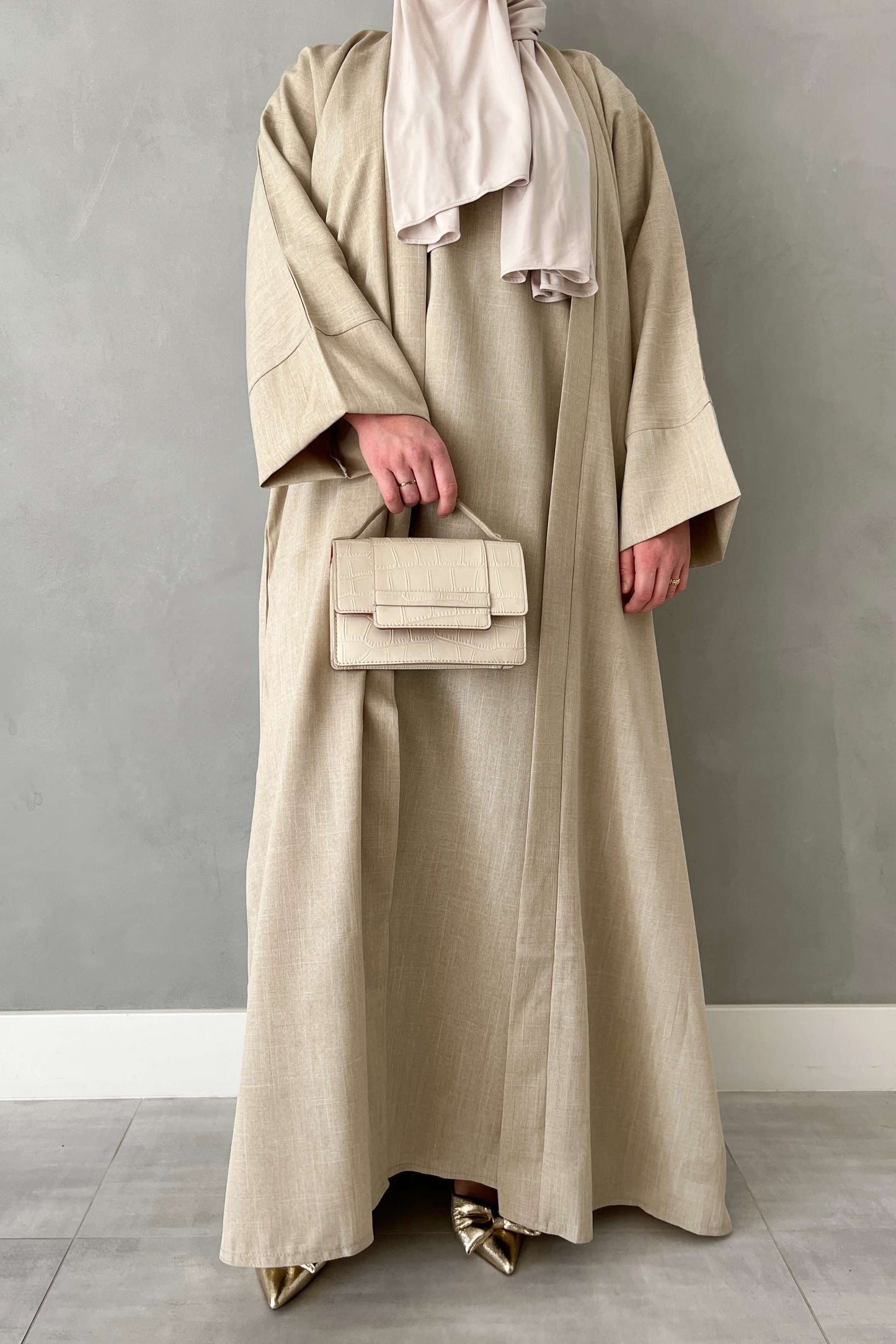 Linnen two piece abaya - Ivory