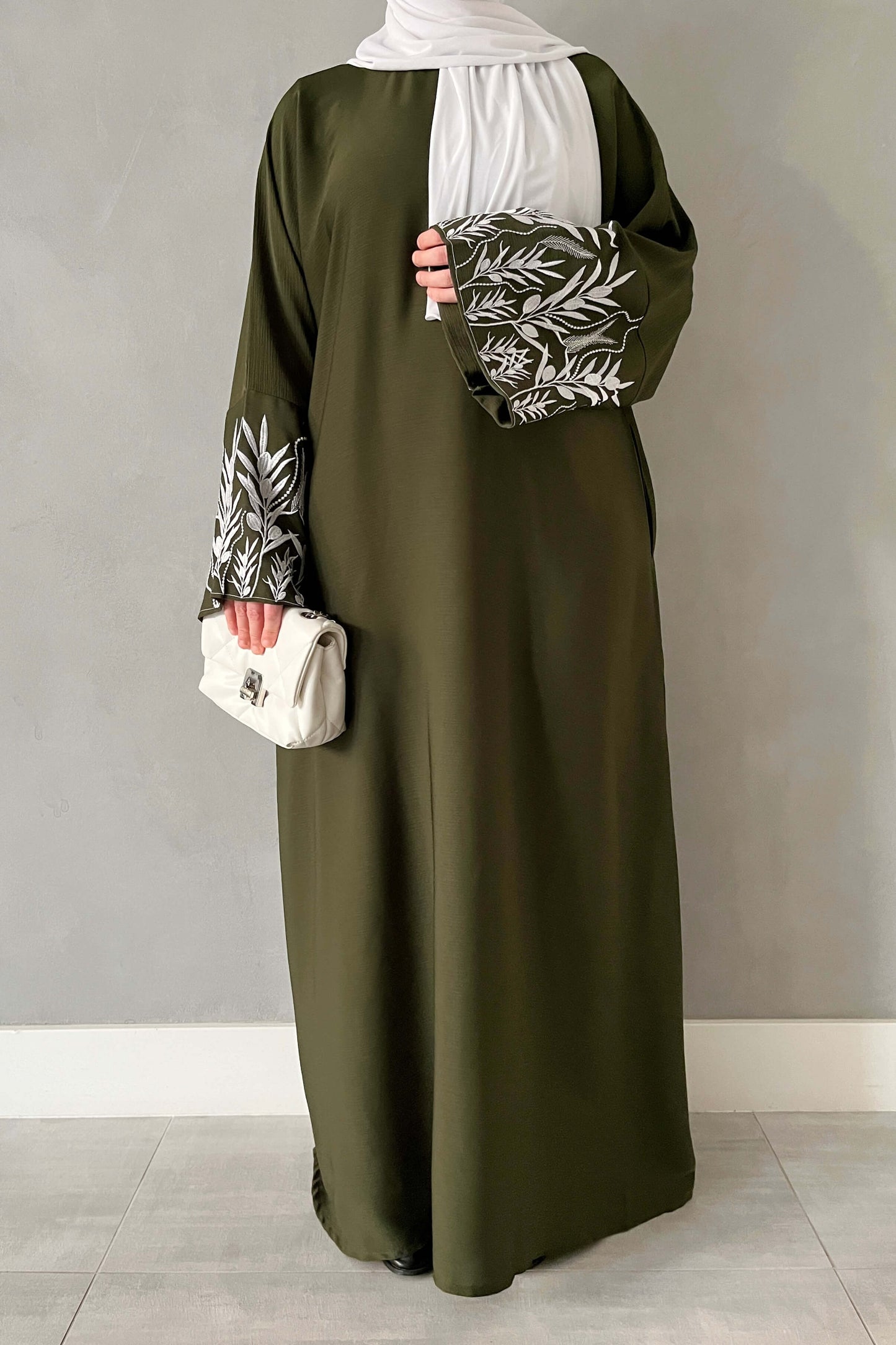 Olive branche abaya - Olive green