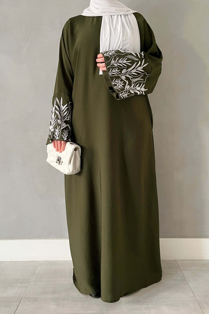 Olive branche abaya - Olive green