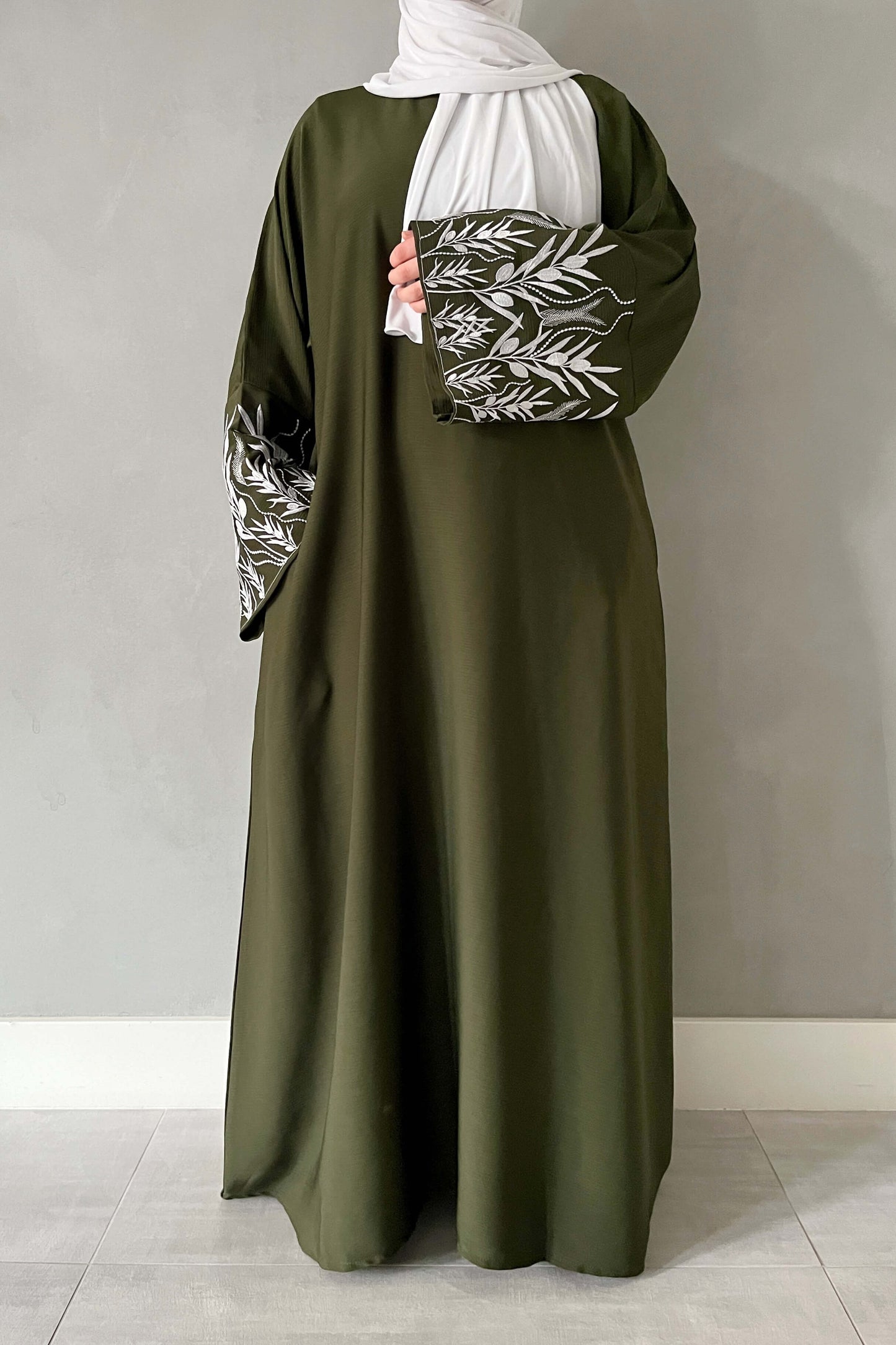 Olive branche abaya - Olive green